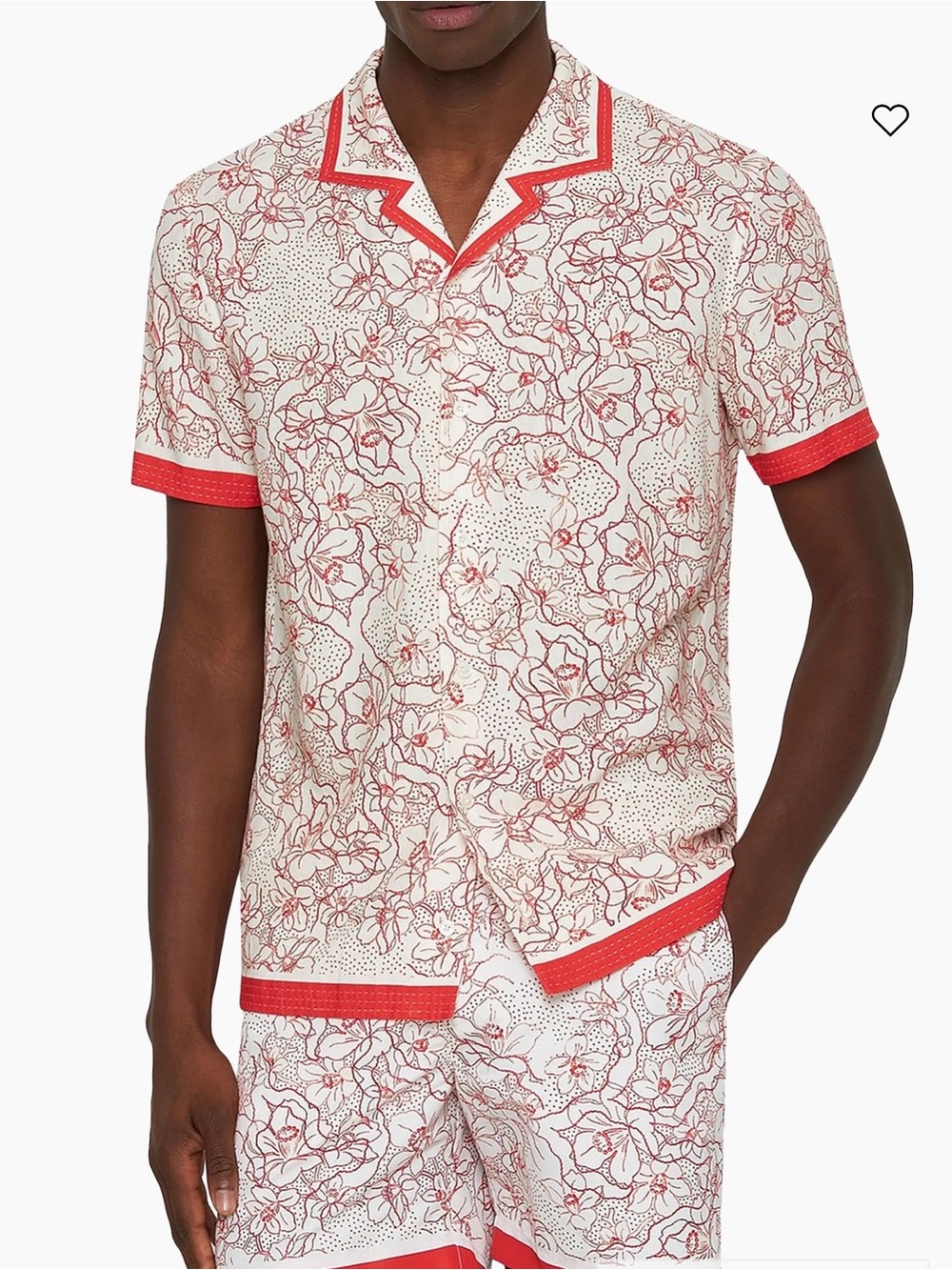 NWOT Orlebar Brown Hibbert Floral Camp Shirt in Summer Red/White Sand Size XL
